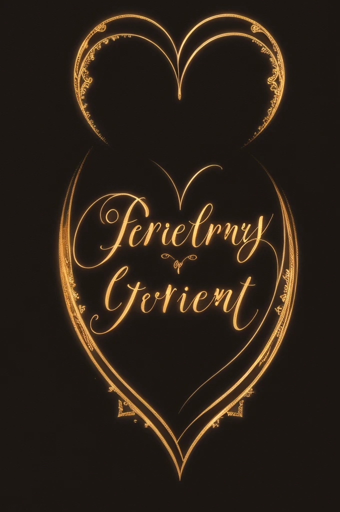 A dark background with the elegantly written word "Eternity" in a golden cursive font,accompanied by a radiant heart symbol above it.