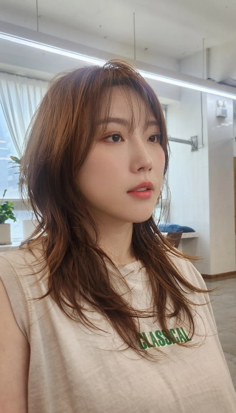 Best Quality, 8k, Masterpiece, (Portrait: 1.3), (photo realistic:1.4), (hyper realistic:1.4), Sharp Focus, looking at viewer, (smoother lighting:1.1), (increase cinematic lighting quality:0.9), realistic lighting, backlighting, light on face, ray trace, (brightening light:1.2), (Increase quality:1.4), sharp detail, (best quality real texture skin:1.4), finely detailed eyes, black_eyes, finely detailed face, 25 year old Korean woman