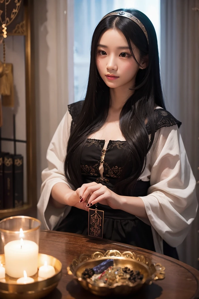 Long Black Hair、fortune teller、Beauty、Mysterious atmosphere