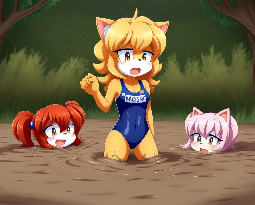 Mobian girls, best quality, HD, full body, sexy breasts girl, cat girl, group lined up, group together, 20girl, group peril, multiple girls, 5girls together, hair, 5girls upper body, 20girls in quicksand, hair, dripping, twintails, curly hair, hair, tightspace, group, multiple girls, open mouth, masterpiece, teranen, sad, one-piece swimsuit, quicksand, sinking, 20girls in quicksand, scream, hands up, gurgling, drowning, orgasm, challenge, lying, on back, group lying, group sinking, school swimsuit, panic, peril, swimsuit, one-piece swimsuit, school swimsuit, old school swimsuit, blue one-piece swimsuit, name tag
