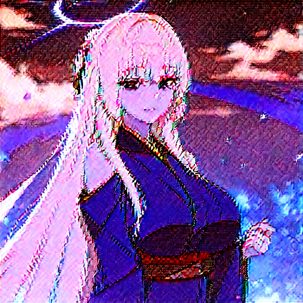  Women(alone), very long white hair,Red eyes,red and red kimono that reveals her shoulders, big breasts, tight