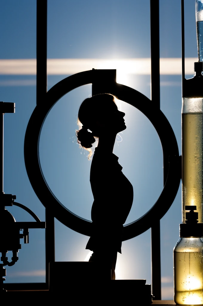 Silhouette of a scientist girl