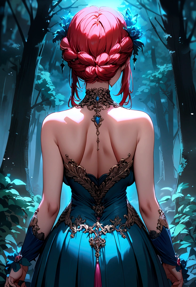 redhead woman , big tits, from behind, See the enchanted forest getting darker