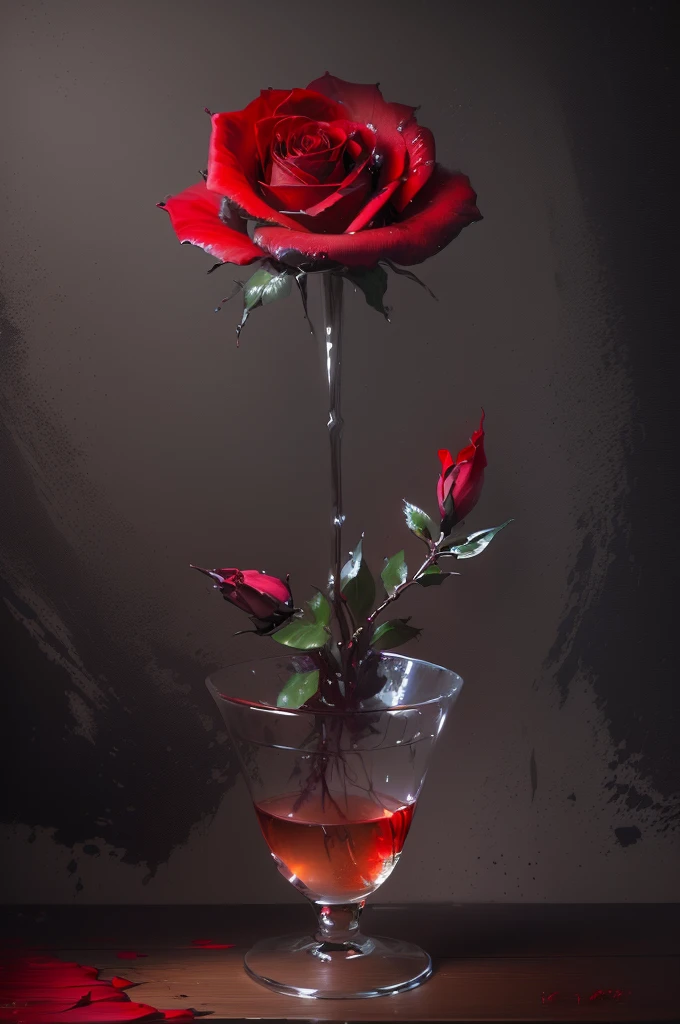 painting of a single red rose in a glass vase on a table, elegant digital painting, digital art oil painting, alexey egorov, realistic flowers oil painting, wadim kashin. ultra realistic, inspired by Igor Kieryluk, by Eglon van der Neer, by Artur Tarnowski, digital oil painting, oil digital painting, beautiful digital painting