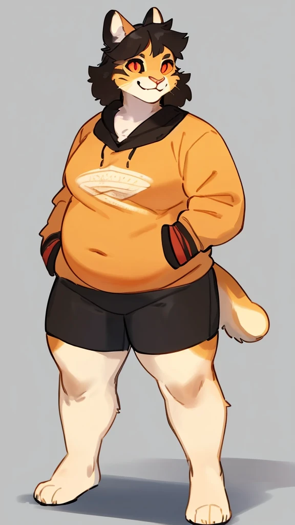 furry beast, White fur, gray hair, Hoodies, White Fox Shota,Ear tip black,Tail tip black,Fat thighs and calves, best quality