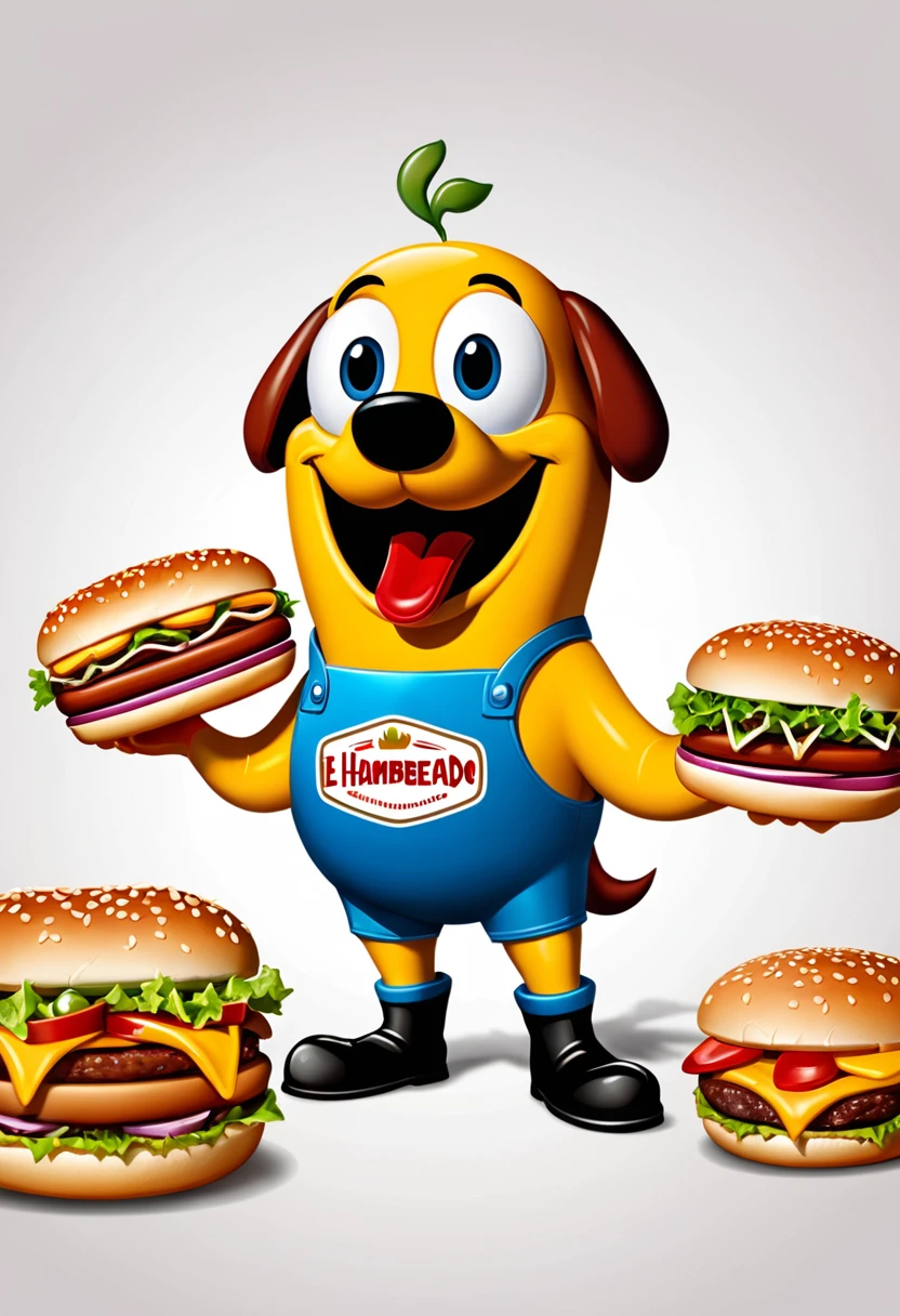 Generate a logo mascot for a restaurant called "El Hambreado" where hotdogs and hamburgers are served.
