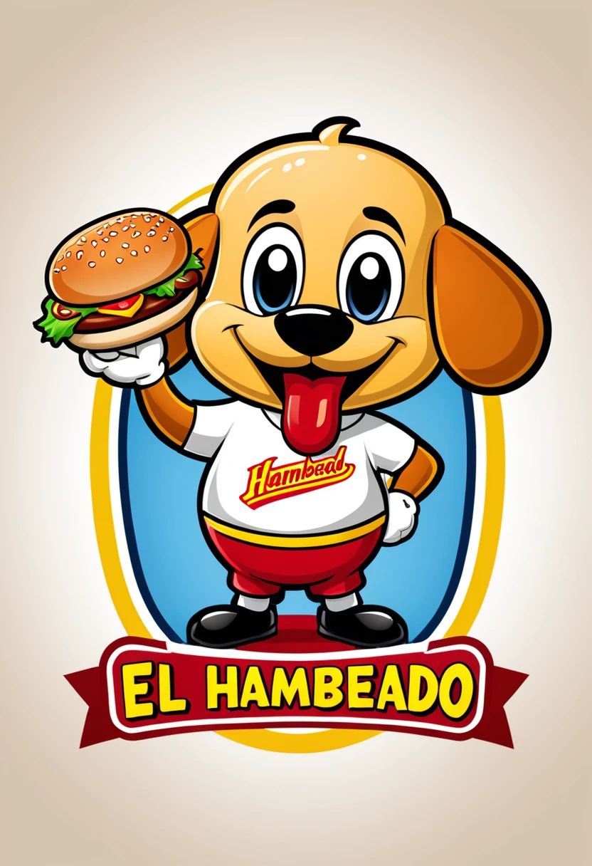 Generate a logo mascot for a restaurant called "El Hambreado" where hotdogs and hamburgers are served.
