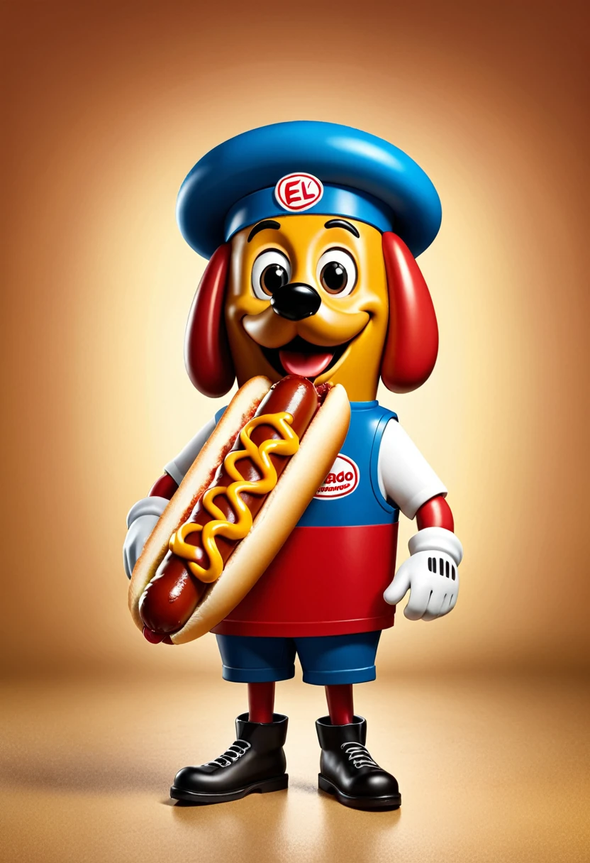 Generate a logo mascot of a Hotdog Man for a restaurant called "El Hambreado" where hotdogs and hamburgers are served