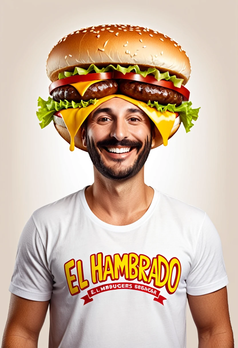 Generate a logo mascot of a Hamburguer Man for a restaurant called "El Hambreado" where hotdogs and hamburgers are served