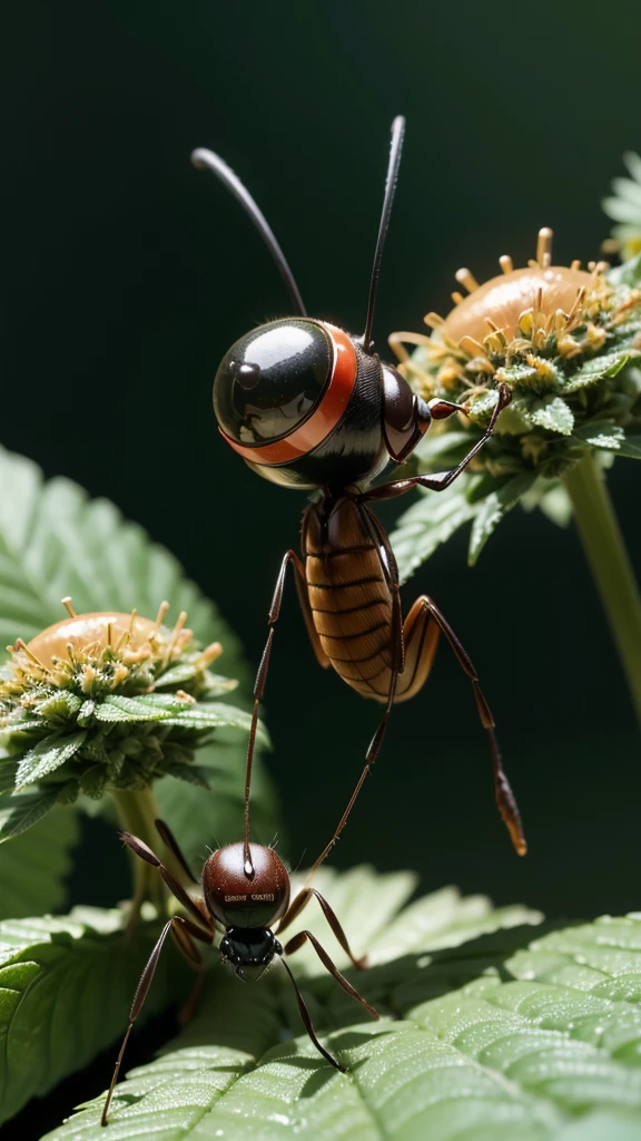 smoking marijuana,
marijuana, cannabis,
IMAGINE ESSA CENA COM UMA IMAGEM PROPORÇAO 16:9
A Pixar animation style image of an ant. The ant should be anthropomorphic with large, expressive eyes, a cheerful smile, and a friendly demeanor. It should have a shiny, black body with detailed, segmented legs and antennae. The background should be vibrant and colorful, resembling a lush garden with flowers, leaves, and tiny mushrooms. The scene should be bright and whimsical, with the ant possibly interacting with other small insects or exploring its environment.