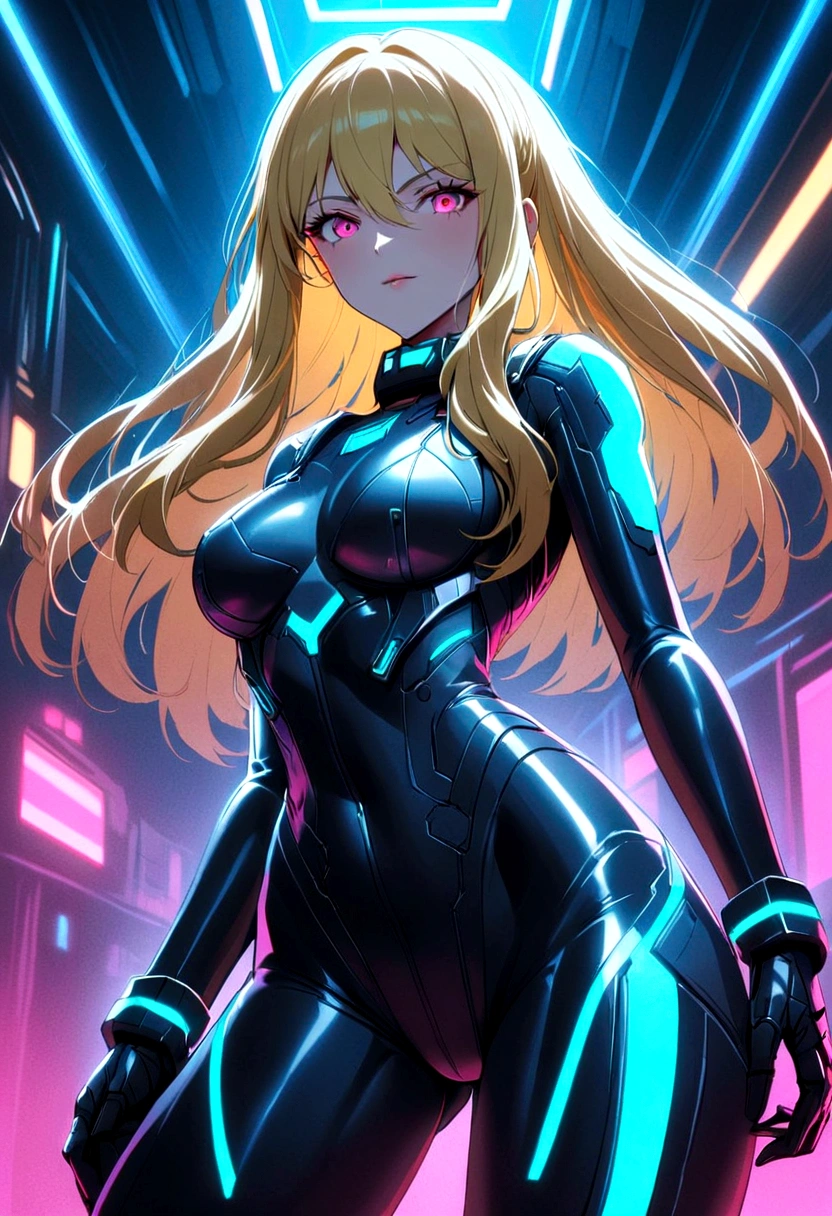 woman in cyberpunk suit samus amran