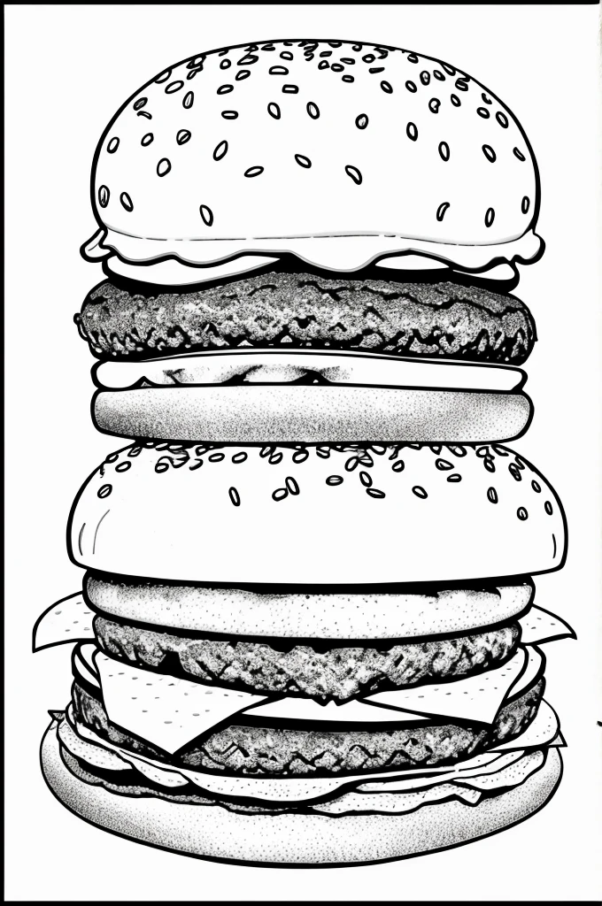 Man shows with his right hand hamburger logo drawing line art