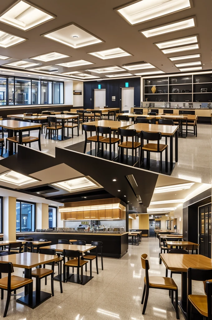 A classic-themed cafeteria with a modern and science-like touch without leaving the classic tone
