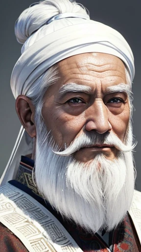 his skin is brown, his eyebrows are joined together, his beard is wide and long, his chest is wide, his body is slim, he is of medium height, his voice is loud and good, he sheds tears easily.