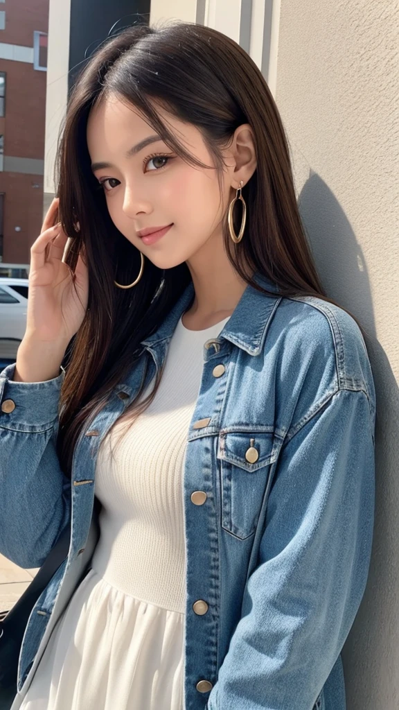 Beautiful woman with stylish background