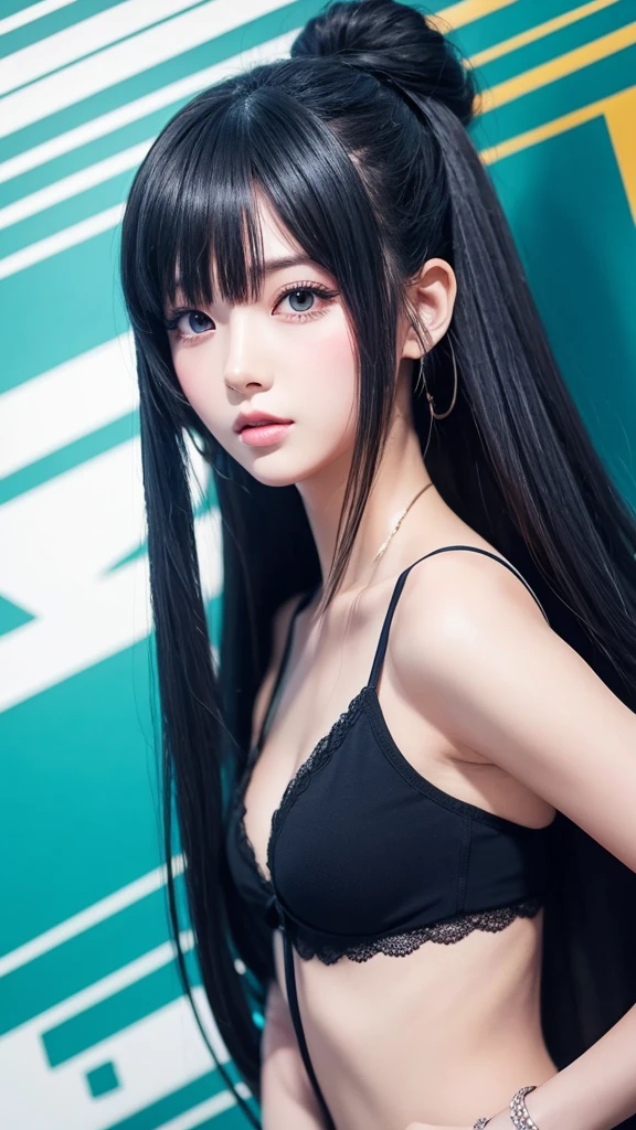 Anime-style beauty on a stylish background