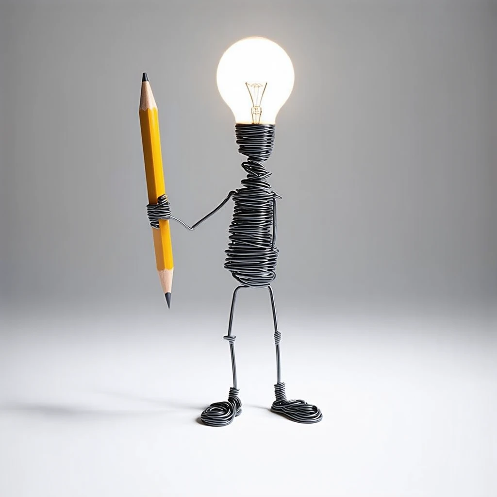 White mannequin on white background with a light bulb idea