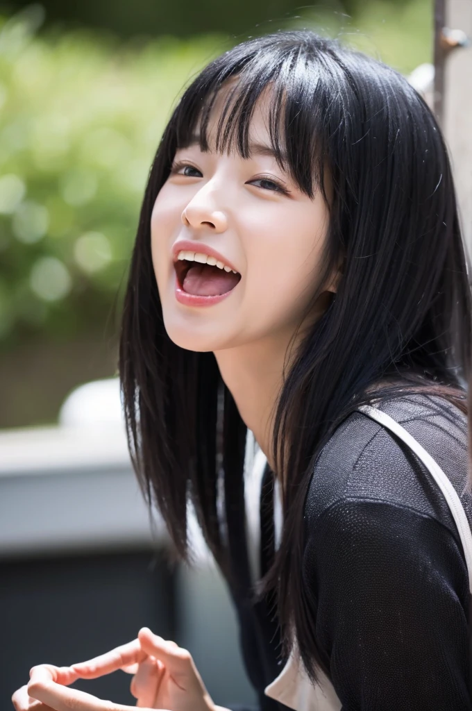 Japanese Black Hair With his mouth open Sexy The bangs are swept up