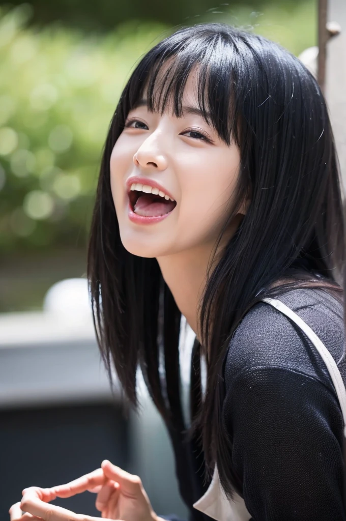 Japanese Black Hair With his mouth open Sexy The bangs are swept up