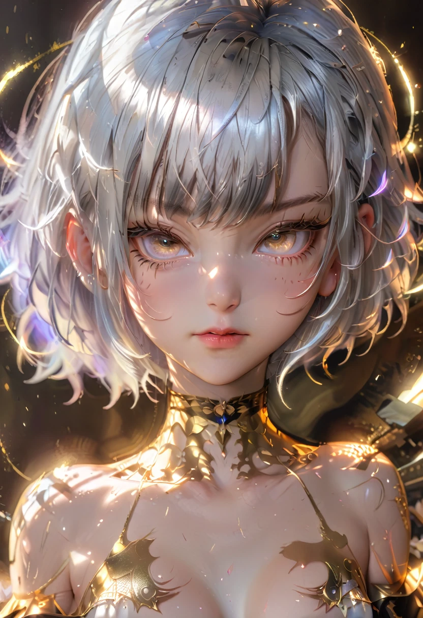 (Highest quality,High resolution,masterpiece:1.2),4K,8K,cowboy shot、Enlarge your eyes、Beautiful, clearly defined eyes、Highly detailed eyes and face、Draw your finger firmly、ahegao、ergarteners、(6 yearl)),Small breasts、flat chest、 {{{{Small breasts}}}},Super large nipples、Super large areola、 Plump thighs、Completely naked、Silver Hair、Frame your face、Bobcut、Spread your legs、No underwear、Creampie、Shaved、full body、