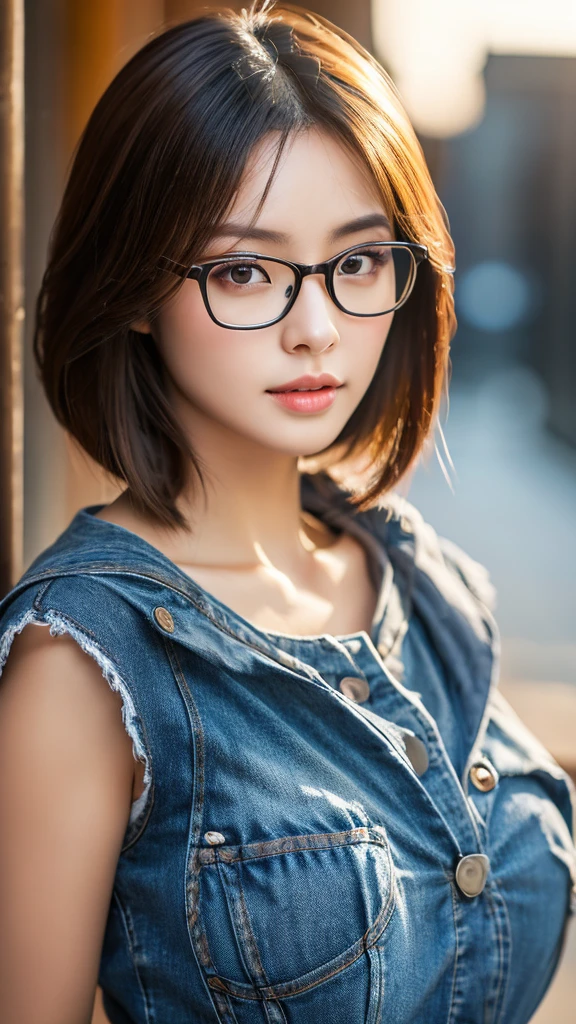 a cute chinese girl in glasses, tight jeans, detailed face, beautiful eyes, beautiful lips, extremely detailed, photorealistic, 8k, beautiful natural lighting, realistic skin texture, intricate details, high quality, masterpiece, portrait, beautiful woman, realistic, natural beauty, studio lighting, fashion, stylish