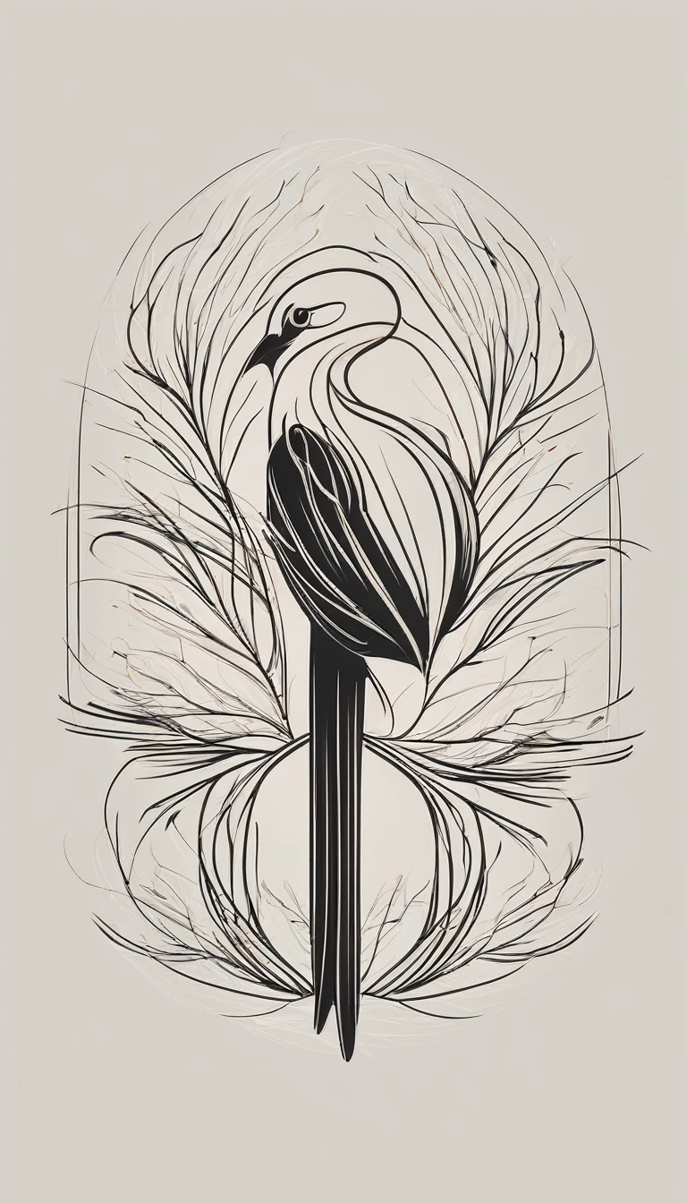 A minimal, modern, simple, cinematic logo design for the brand “Penamemoria". Create a modern, minimalistic, high-quality, logo of a bird with special and thin threads as tail