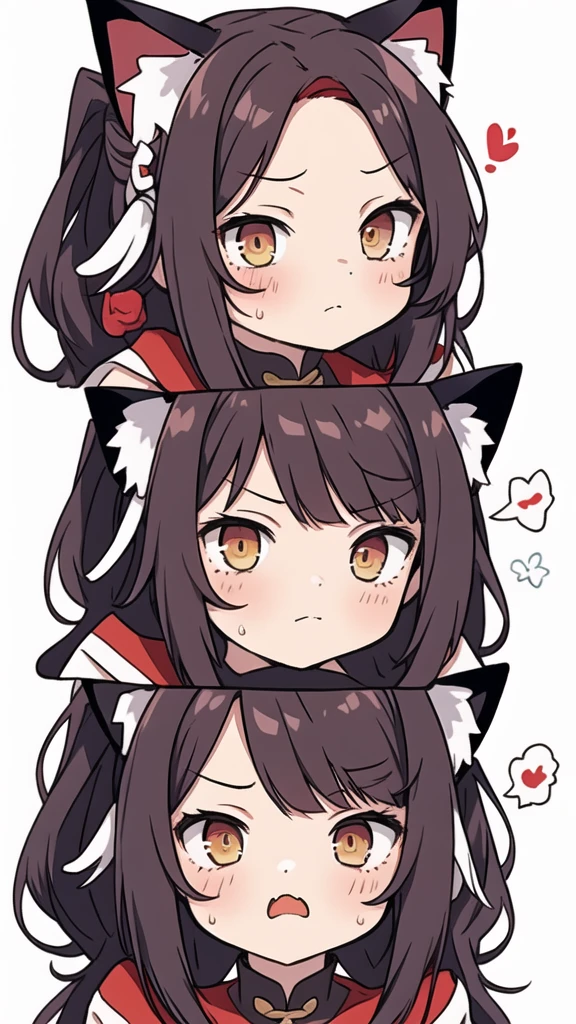 1 girl, head, ((White background, Red Cliff)), expression, tingyun, Cat Ear Girl