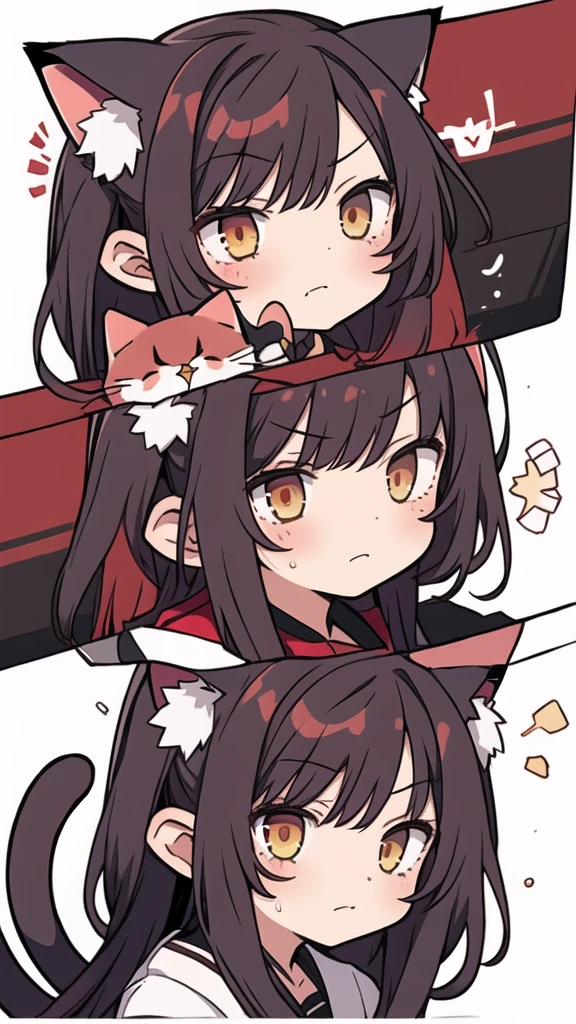 1 girl, head, ((White background, Red Cliff)), expression, tingyun, Cat Ear Girl