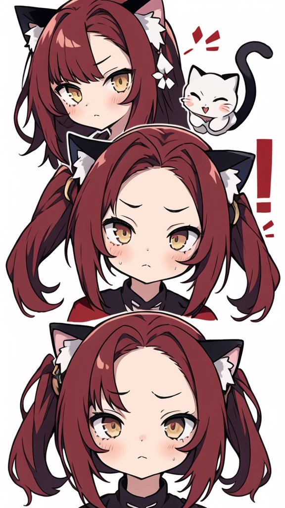 1 girl, head, ((White background, Red Cliff)), expression, tingyun, Cat Ear Girl