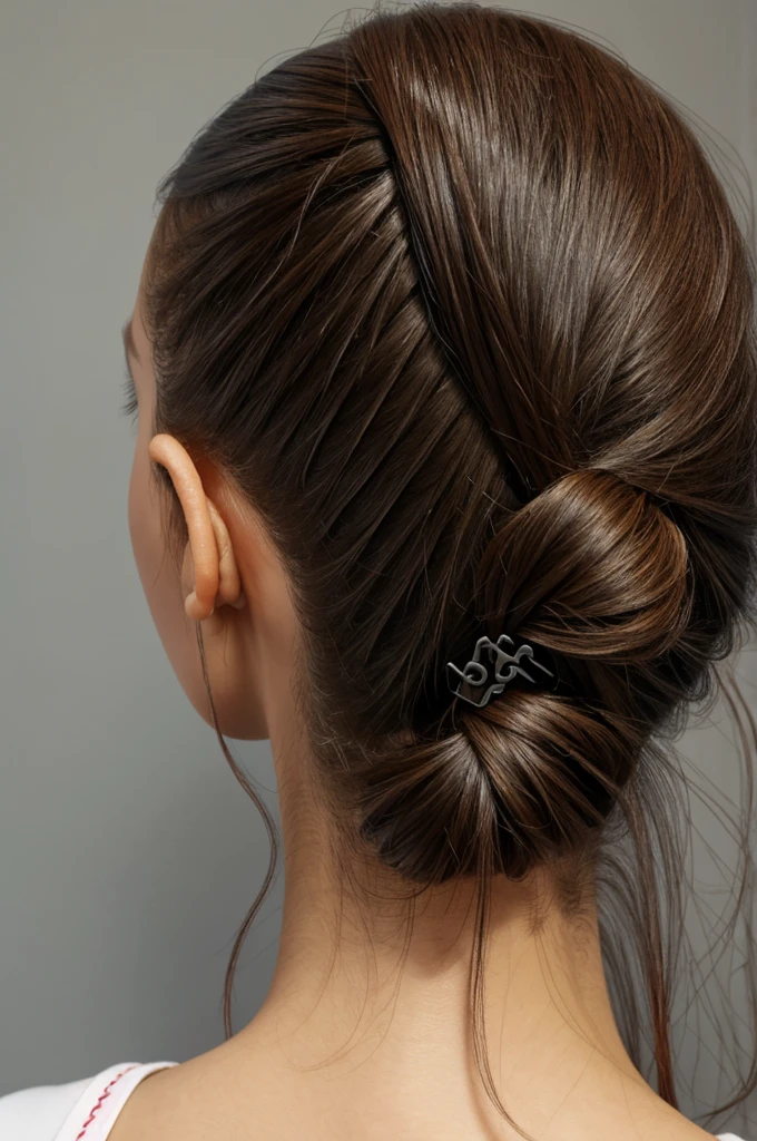 Folded pony tail with clip claw on hair