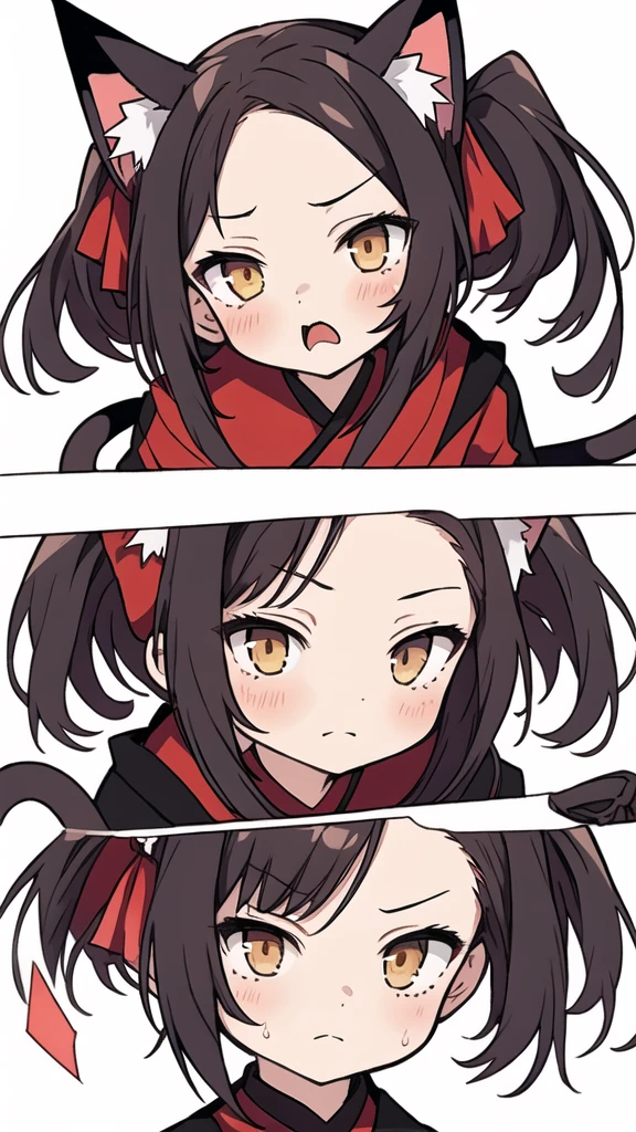 1 girl, head, ((White background, Red Cliff)), expression, tingyun, Cat Ear Girl，白色head发