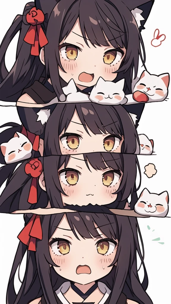 1 girl, head, ((White background, Red Cliff)), expression, tingyun, Cat Ear Girl，白色head发