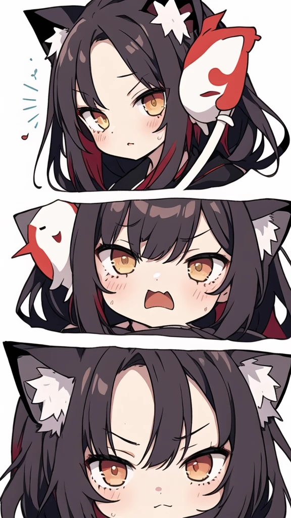 1 girl, head, ((White background, Red Cliff)), expression, tingyun, Cat Ear Girl，白色head发