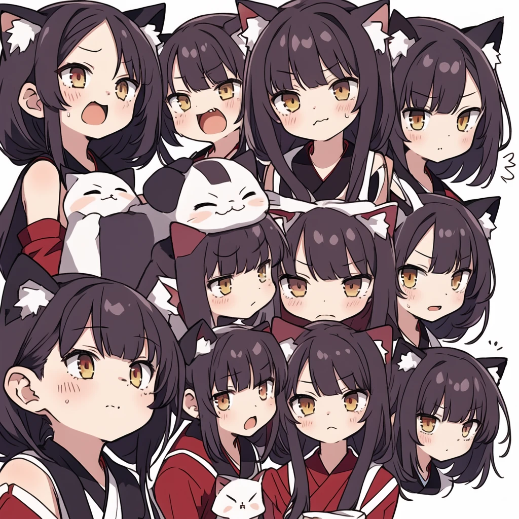 1 girl, head, ((White background, Red Cliff)), expression, tingyun, Cat Ear Girl，((白色head发))