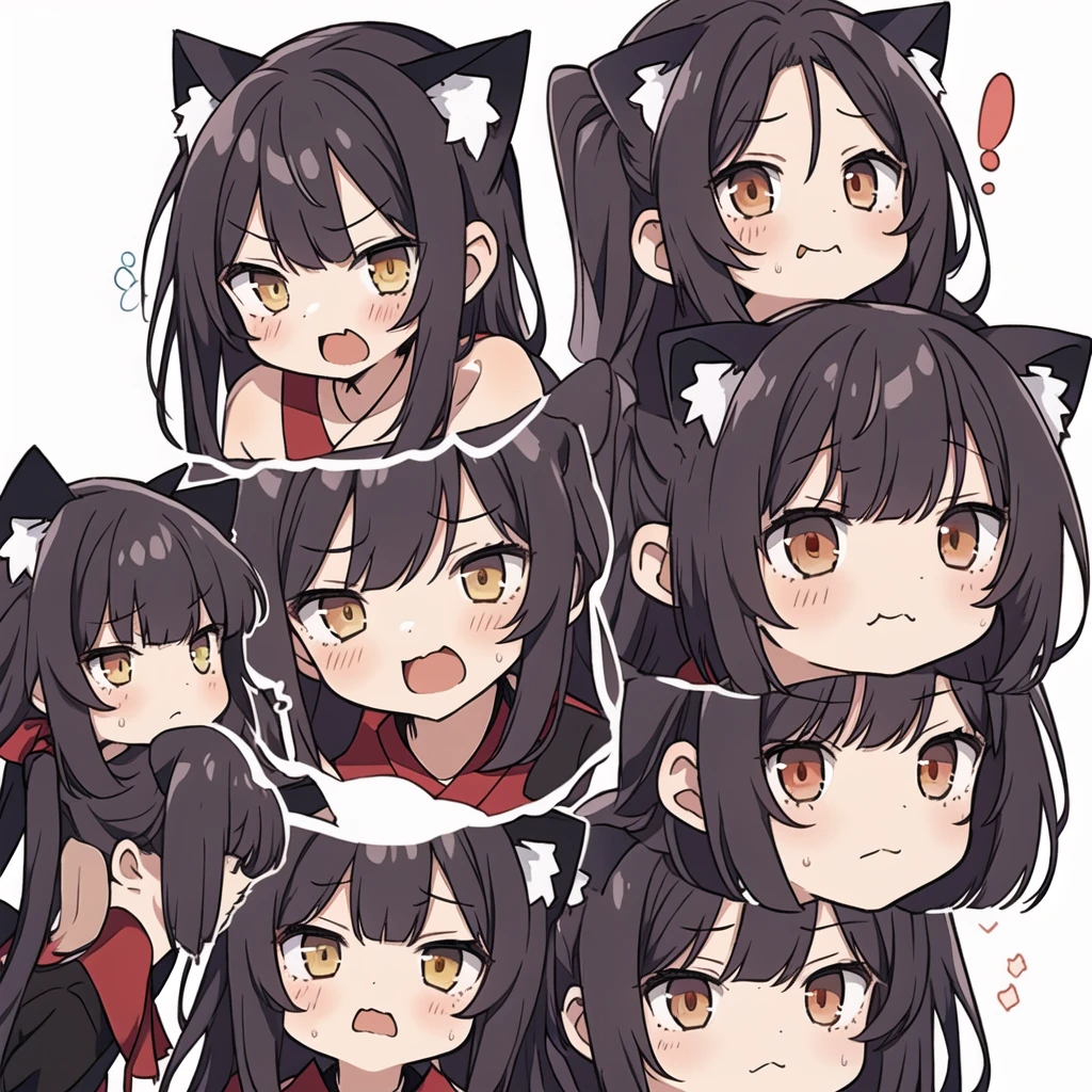 1 girl, head, ((White background, Red Cliff)), expression, tingyun, Cat Ear Girl，((白色head发))