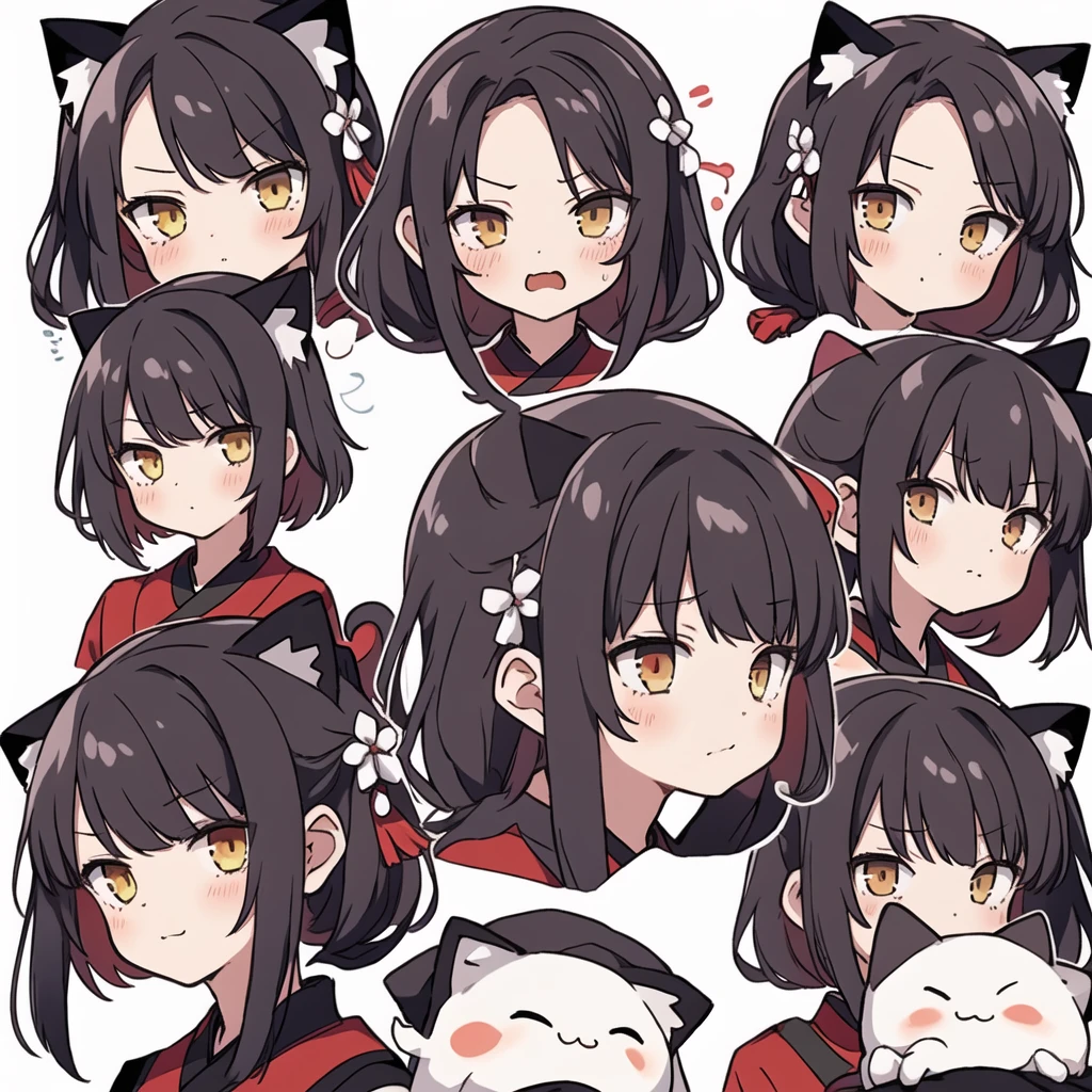 1 girl, head, ((White background, Red Cliff)), expression, tingyun, Cat Ear Girl，((白色head发))