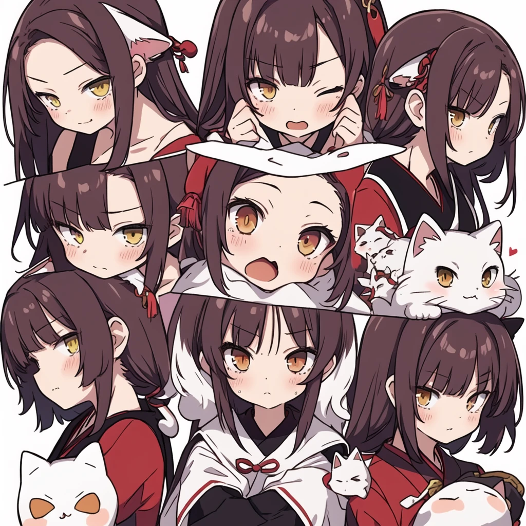 1 girl, head, ((White background, Red Cliff)), expression, tingyun, Cat Ear Girl，((白色head发))