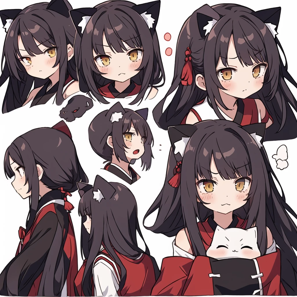 1 girl, head, ((White background, Red Cliff)), expression, tingyun, Cat Ear Girl，((白色head发))