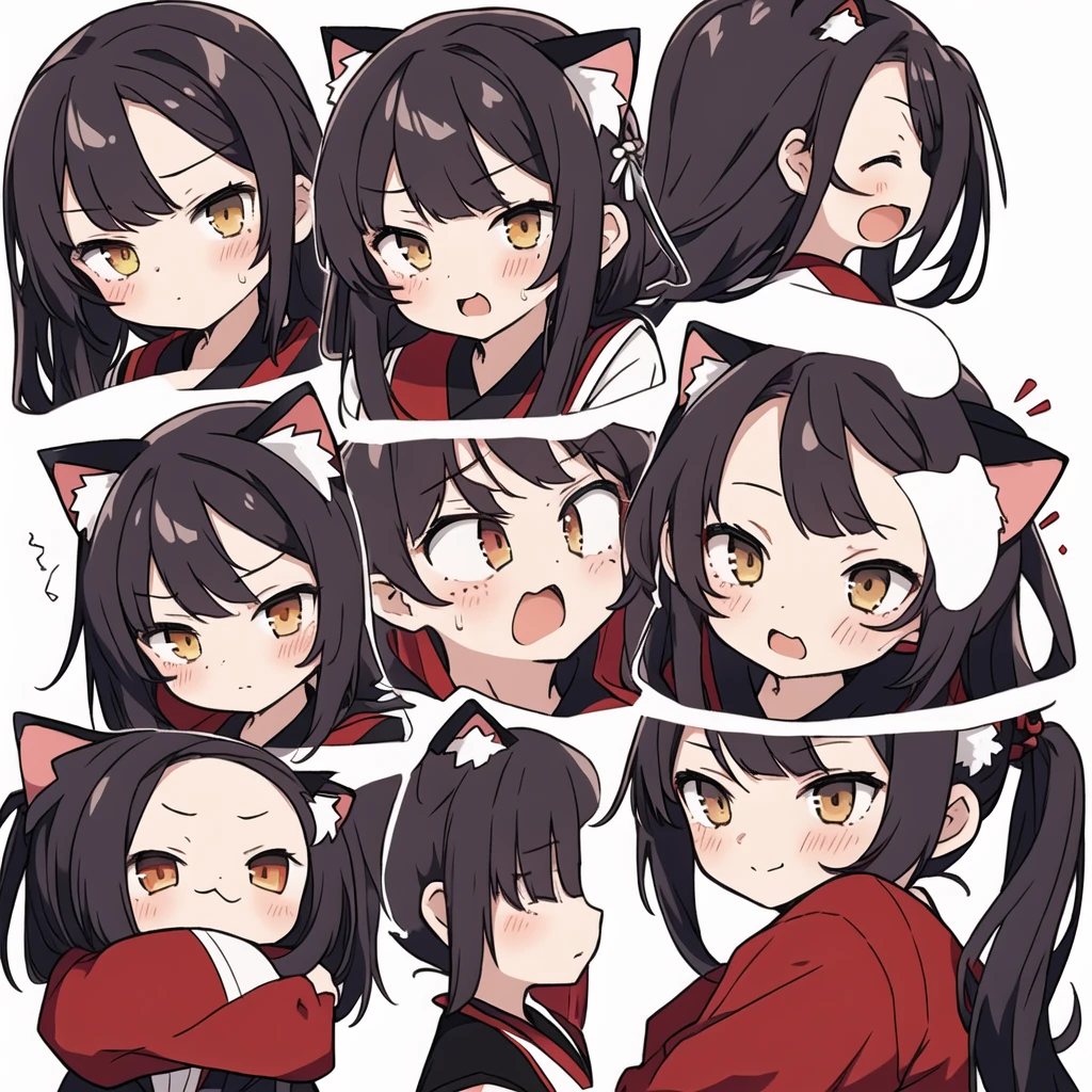 1 girl, head, ((White background, Red Cliff)), expression, tingyun, Cat Ear Girl，((白色head发))