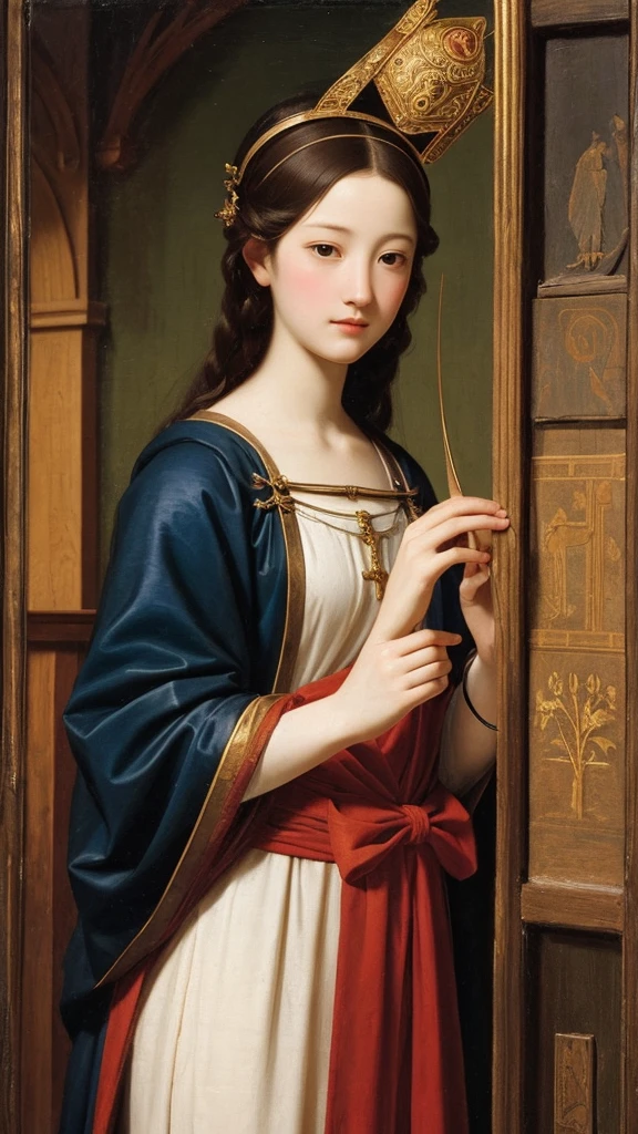 The goddess is holding a bow、Renaissance religious painting