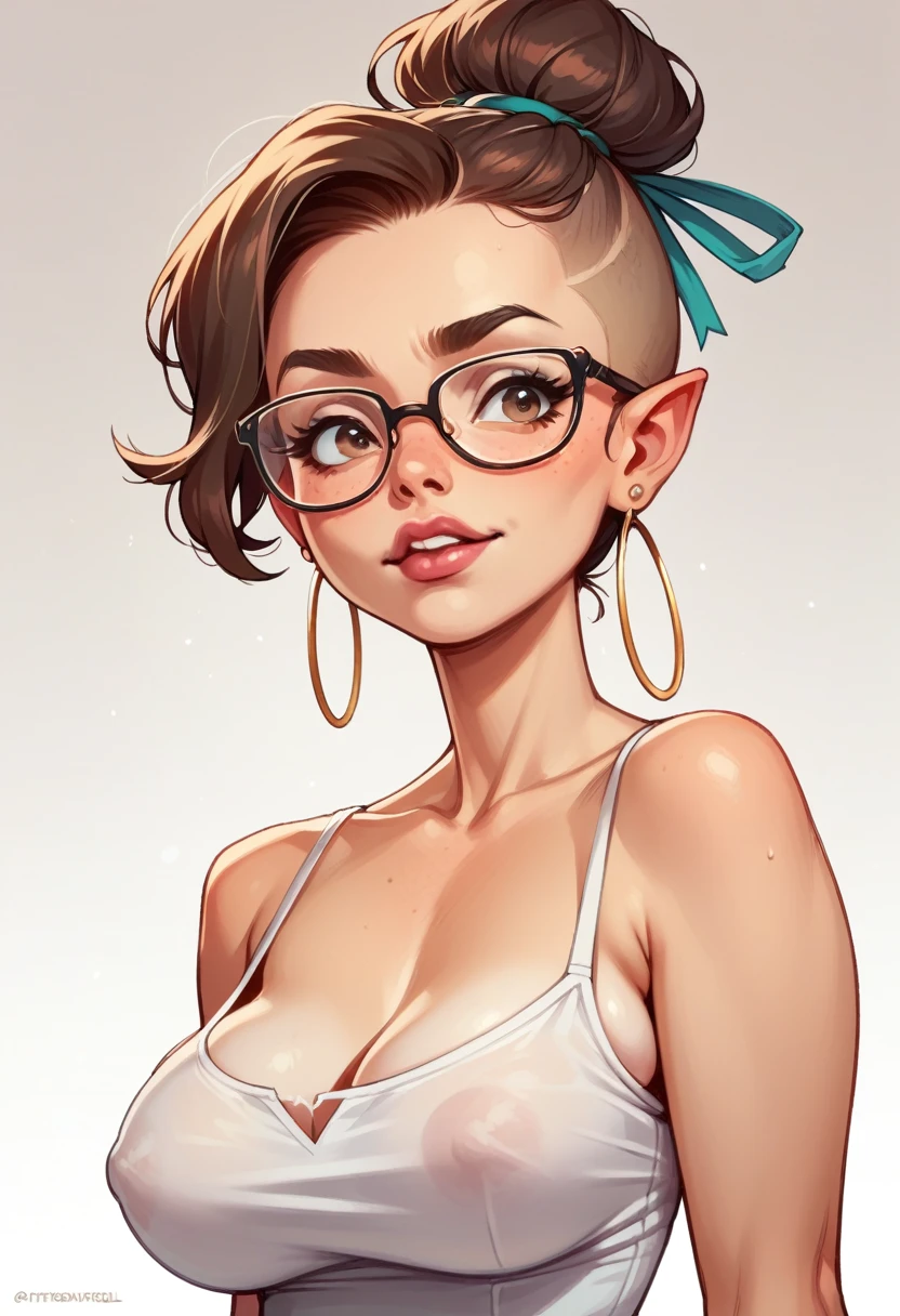 sexy woman huge tits thinkerbell glasses