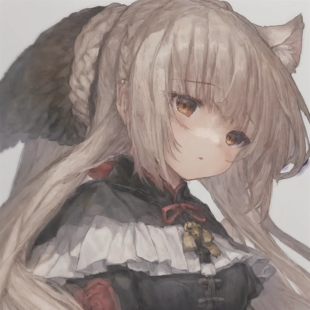 1 girl, head, ((White background, Red Cliff)), expression, tingyun, Cat Ear Girl，((白色head发))