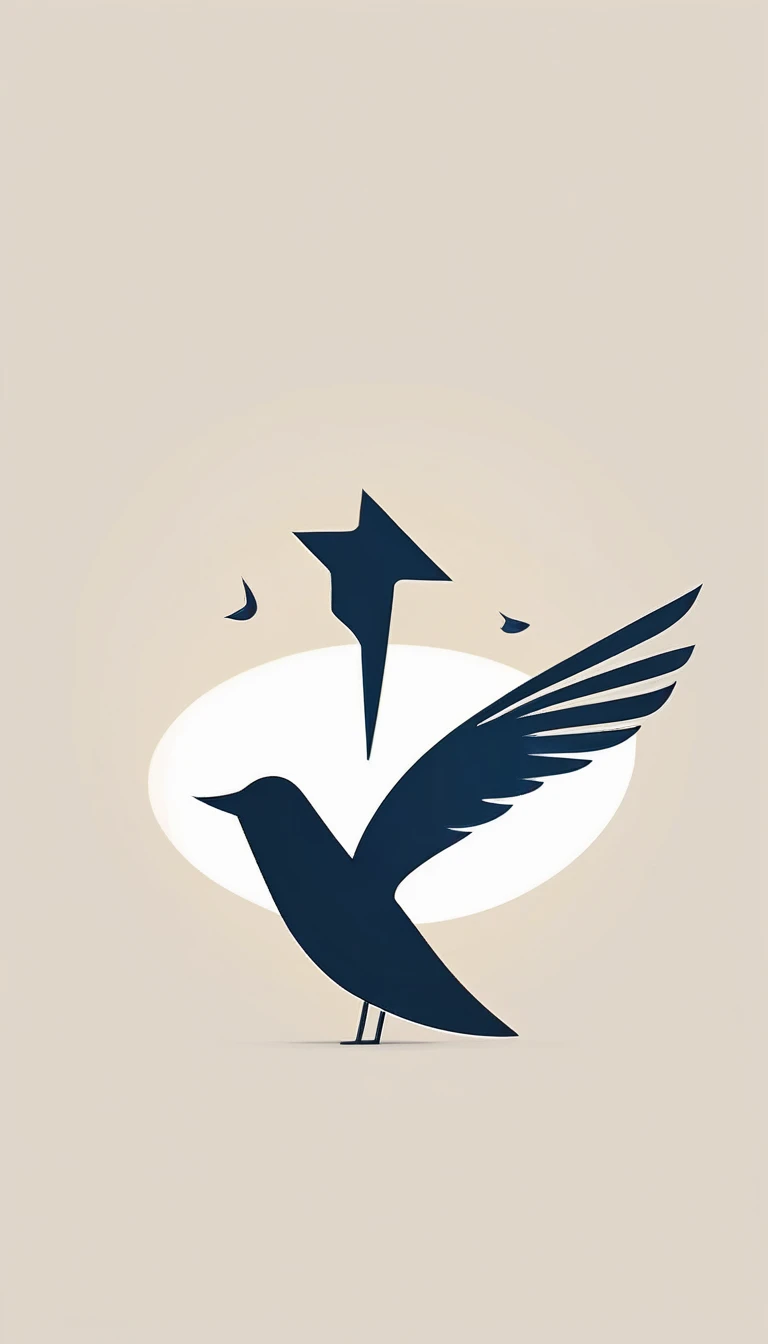 Abstract and minimalist logo of a bird and a boy. Logotipo simples, which shows the companionship between a boy and a bird