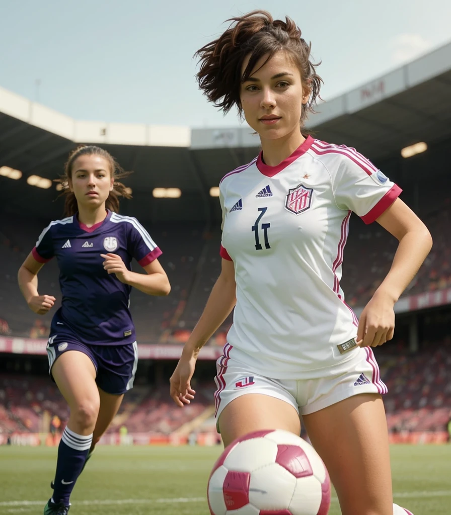 Femme football, Un ballon de foot à tes pieds, Courir sur le terrain de football, ((((NU))))