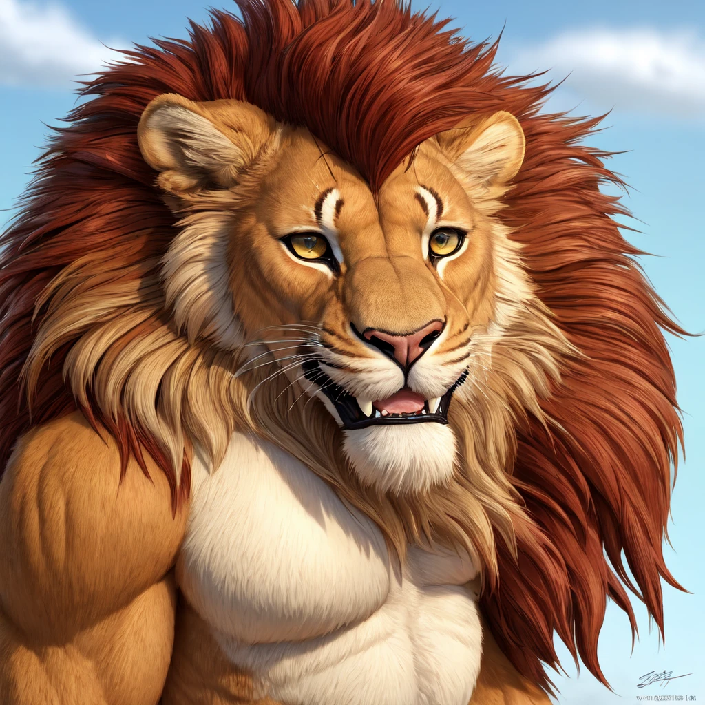 Make a picture of a roarrrrr lion's head
