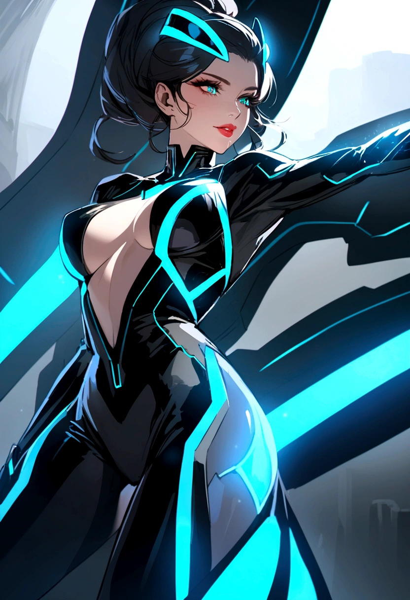 ((Best quality)), ((masterpiece)), (detailed: 1.4), (Absurd), furious princess ready for war, Margot Robbie (((action pose))), glowing skin, perfect body, defined muscles, half-thick bare thighs, closed mouth, only in panties, (((include stars all over the outfit))), muscular body covered by clothing Very dark blue and orange yellow star technology, nebula effect, Neon Genesis Evangelion style and masamune shirow girls, cyberpunk, generous neckline, ((perfect medium breasts)), (well-outlined eyes without pupils), (((long, very black eyelashes)), ((dark blue clothing))), (dark blue hair misaligned equal to major motoko kusanagi, Ghost in the Shell), (((rot rod flames covering breasts)))), (Cosmic tattoo on arms), short underwear, garter belt, by mucha, niji --V5, close to real, psychopathic, crazy face, Sexy pose, 2 piece clothing, pastel, centered, scale to fit dimensions, HDR (High Dynamic Range),Ray Tracing,NVIDIA RTX,Super-Resolution,Unreal 5,Subsurface Dispersion, PBR Texture, Post-processing, Anisotropic filtering, Depth of field, Maximum clarity and sharpness, Multilayer textures, Albedo and specular maps, Surface shading, Accurate simulation of light-material interaction, Perfect proportions, Octane Render, Two-tone lighting, Wide aperture, Low ISO, White balance, Rule of thirds, 8K RAW, crysisnanosuit