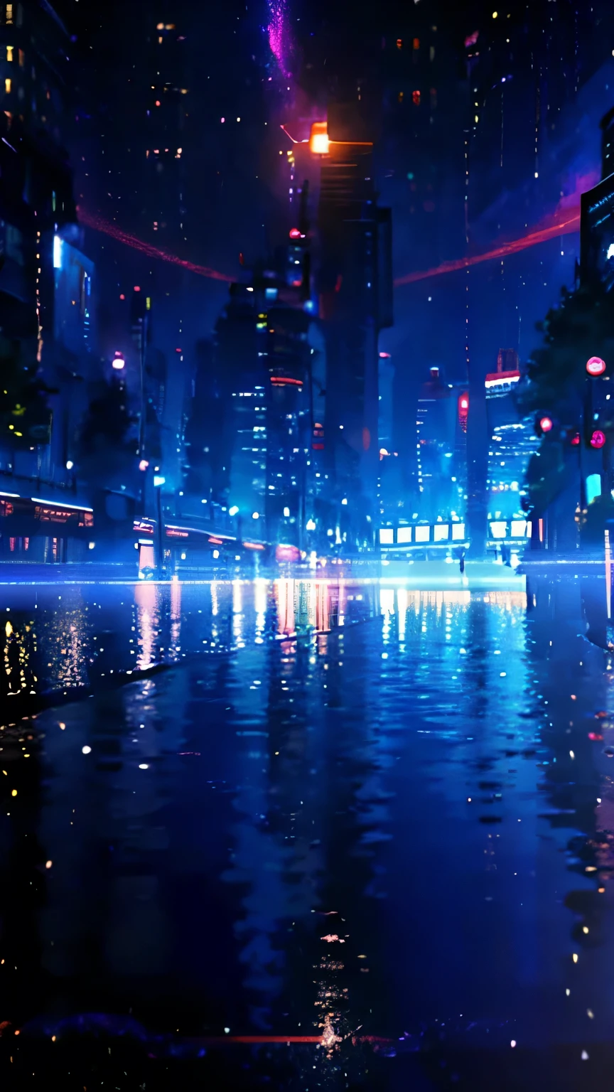 night, World of mirrors, Flip, A sense of reversal, A thriving city, Warm lighting, Dreamy Background, （No text）, anime, anime style, Shine, Cinema Lighting, First Person View