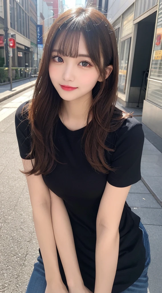 Tabletop, Highest quality, shape, Very detailed, finely, High resolution, 8k wallpaper, 完璧なダイナミックな構shape, Beautiful and exquisite, Nice spring clothes,Beautiful straight hair,Small breasts,Natural color lip, 20-year-old girl、cute、Always blur the background,Perfect and beautiful face,Beautiful and dense face、Slim face and figure,Big eyes、Putting on gal makeup,Actual Photos(Best image quality)、Sexy Face、Fashion model posing、Full Body Shot、smile、Change pose randomly、Randomly change the shooting angle and position、Summer fashion for women、Disheveled Hair、Harajuku