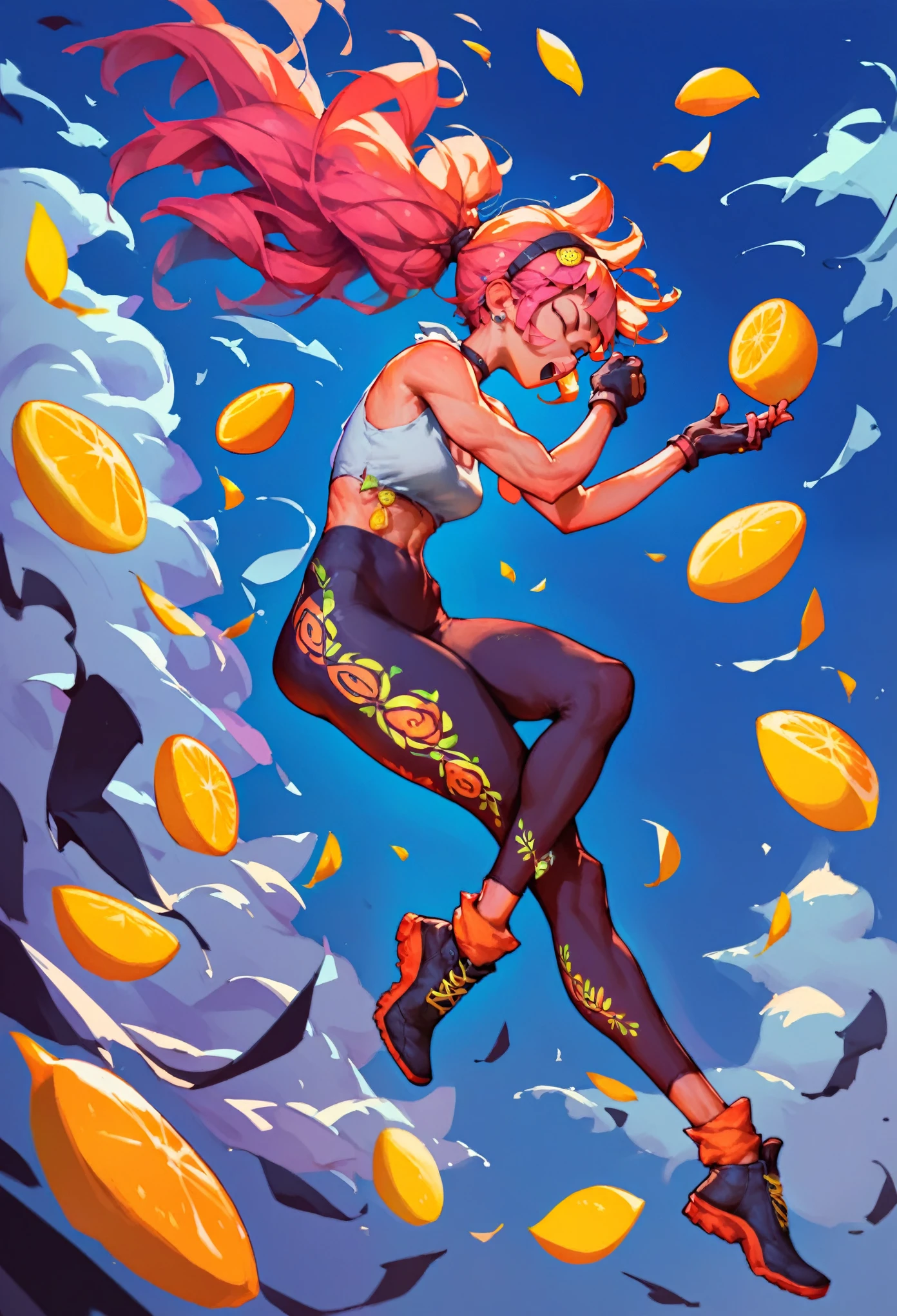 1girl, posing, micro bangs hair, style based on lemon, lemons floating in the air, score_9, score_8_up, score_7_up, score_6_up, score_5_up, score_4_up, rating_sfw, rating_acceptable, anime dark theme, low light, (Masterpiece:1.3) (best quality:1.2) (high quality:1.1), sfw
