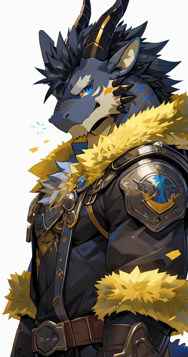 (by sollyz),dragon,white and black body,scale,detail face, detail eyes, detail,male, short hair,(armor:1),__b2__,
,blue eyes,handsome,simple background,
strong,epic,